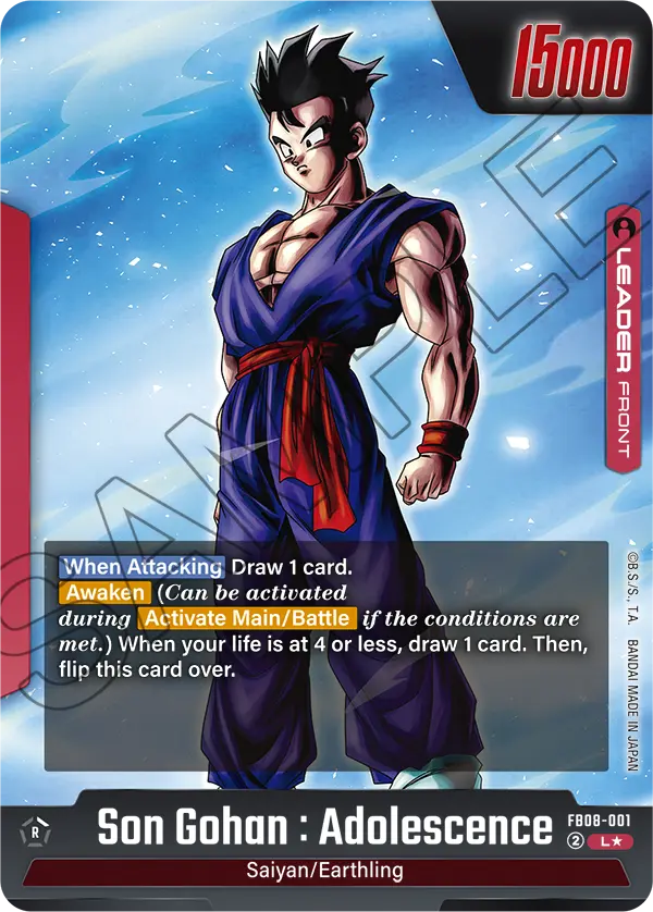 Son Gohan : Adolescence - FB08-001 (Alternate Art) - FB08-001