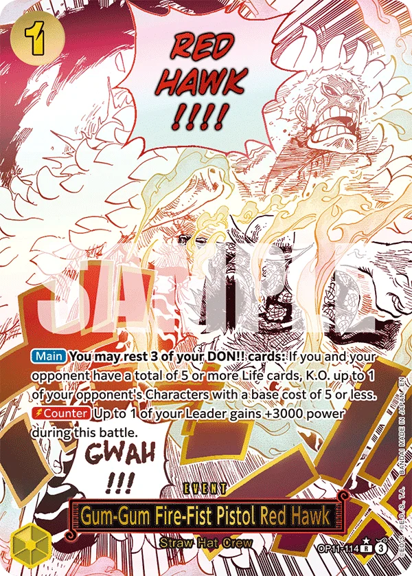 Gum-Gum Fire-Fist Pistol Red Hawk (Alternate Art) - OP11-114